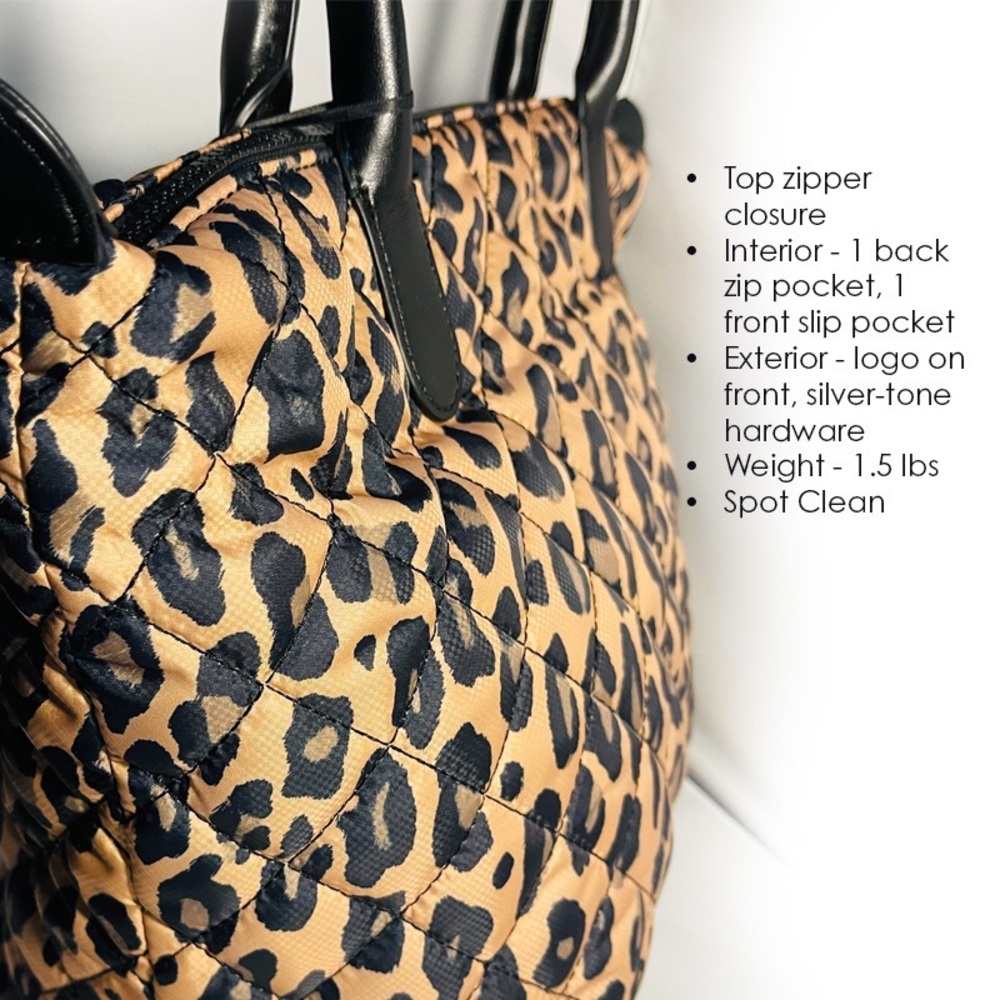 Donna Karan 𝐍𝐖𝐓 Quilted Puffer Animal Print Lyla Shopper Tote DKNY NEW - Picture 4 of 9